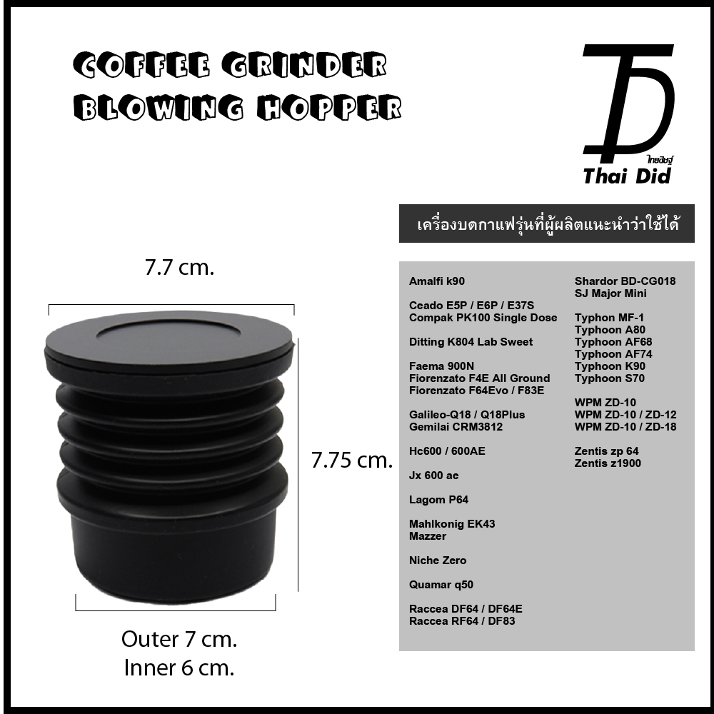 ยางตบ ไล่ผงกาแฟ blowing hopper สำหรับเครื่องบดกาแฟ อาทิ รุ่น Mahlkonig EK43, Gemilai CRM3812, อื่นๆ