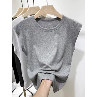 Bella Shop เสื้อยืดคอกลมสีพื้นสไตล์เกาหลีลำลอง เบสิก สวมใส่สบาย แบบบางเบา