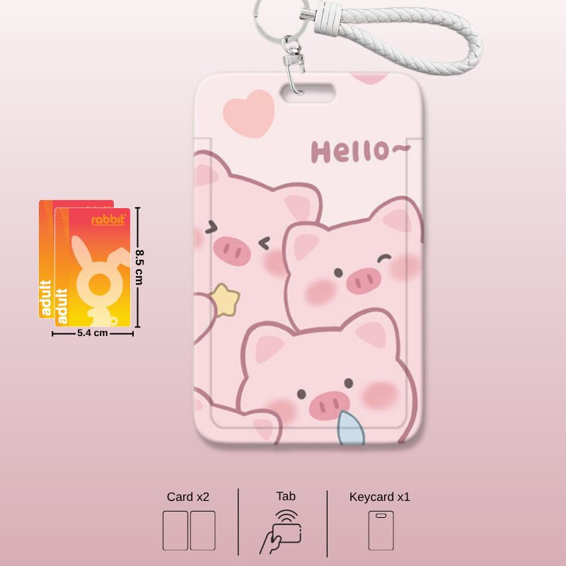 ที่ใส่บัตรลายPigpink coly กรอบใส่คีย์การ์ด บัตรbts mrt บัตรพนักงาน