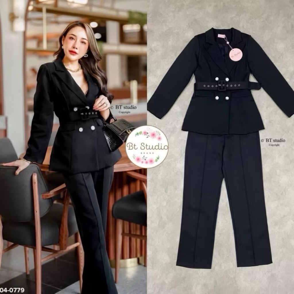 Bt studio ชุดเซทสูท 3ชิ้น สีดำ Business look✨ สวย หรู เนื้อผ้าดี พร้อมเสริฟ