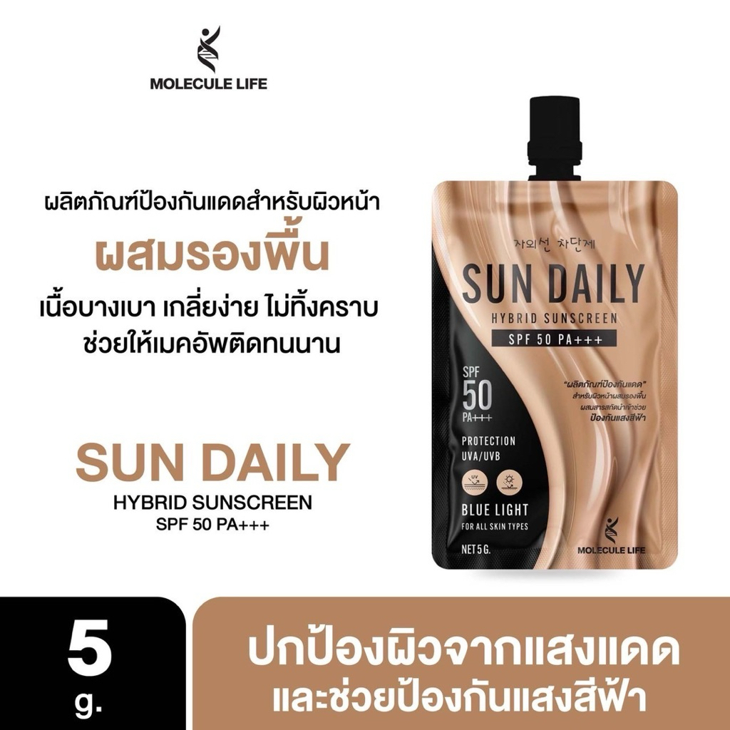 กันแดดซอง กันแดดผสมรองพื้น โมเลกุล ซันเดย์ลี่ ฟิลเตอร์ เนื้อมูส กันน้ำกันเหงื่อ ปกปิด รอยสิวจุดด่างดำ ใช้ได้ทุกเฉดสีผิว