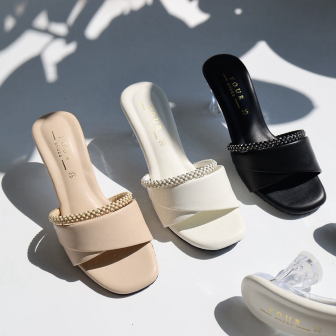 YOURSHOES O2 / รองเท้าส้นสูง 3นิ้ว รองเท้าหนังนิ่ม รองเท้าผู้หญิง