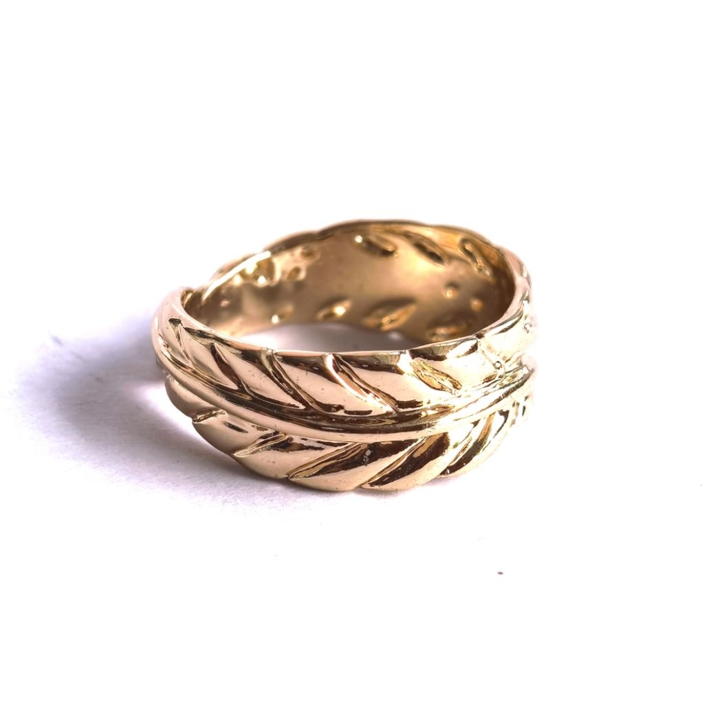 ไซส์ 7 แหวนทอง แหวนใบไม้ แหวนเรียบๆ gold leaves ring beerboutique