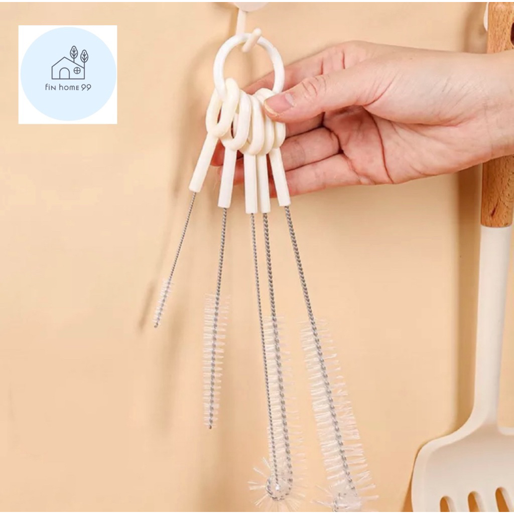 🧸ชุดแปรงล้างหลอด 5 ชิ้น แปรงแก้วน้ำ ทำความสะอาดเอนกประสงค์ ขัดซองมุมขวดน้ำ ทำความสะอาดจุกนม  แปรงล้างขวด⚡️