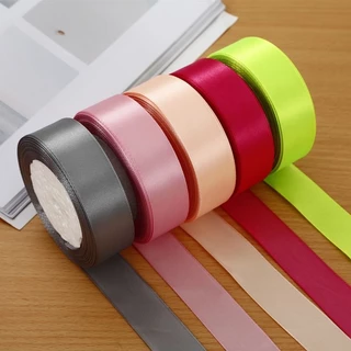 【LS】(25 หลา / ม้วน) ริบบิ้นผ้าซาตินหน้าเดียว 25 มม. 2.5CM ตกแต่งสายรัดของขวัญคริสต์มาส