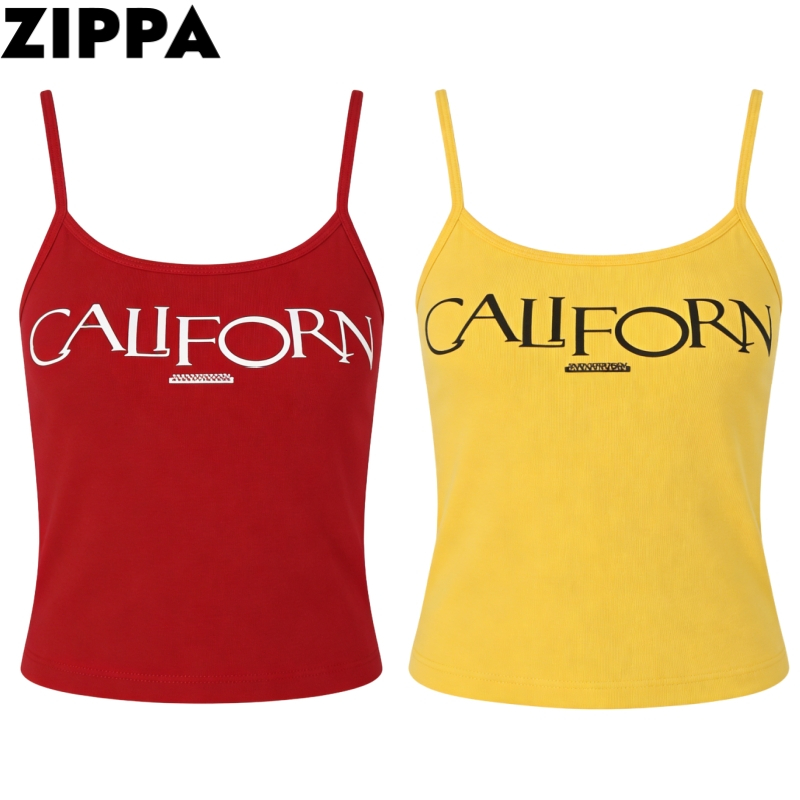 ZIPPA พร้อมส่งจากไทย เสื้อสายเดี่ยว ลายสกีนตัวอักษร มีฟองน้ำ FY3433