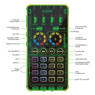 แบบพกพา Koorfly-X09 ซาวด์การ์ด Sound Card +ถุงเก็บของ ควบคุมเสียงโดยตรงผ่านปุ่ม เหมาะสำหรับ Live,เสียงคาราโอเกะ,พอดแคสต์