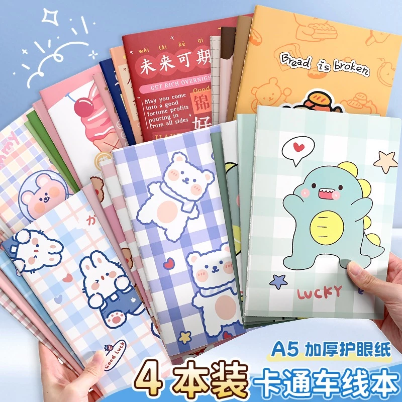 สมุดจดบันทึก A5 เลือกลายได้ มีลายเส้น สมุดโน้ต ปกลายการ์ตูน น่ารัก