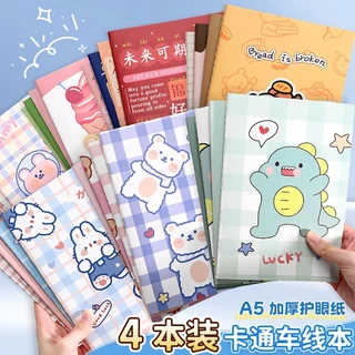 สมุดจดบันทึก A5 เลือกลายได้ มีลายเส้น สมุดโน้ต ปกลายการ์ตูน น่ารัก
