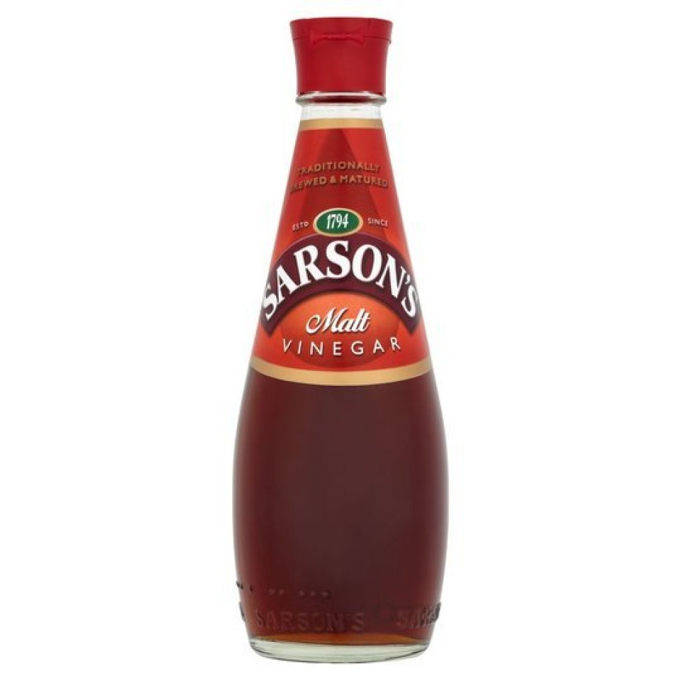 Malt vinegar 250ml - Sarsons ผลิตจากข้าวบาร์เลย์มอลต์ ให้รสเปรี้ยวกลมกล่อม กลิ่นหอมเฉพาะตัว