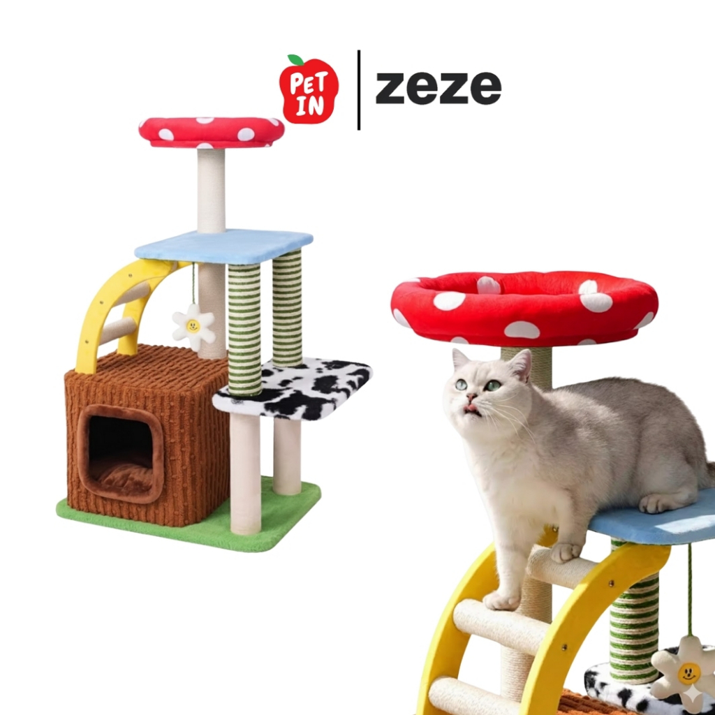 Zeze คอนโดแมว ฟาร์มแฟนตาซี – โครงปีนแมว เสาลับเล็บแมว บ้านแมว มีที่ลับเล็บแมวในตัว