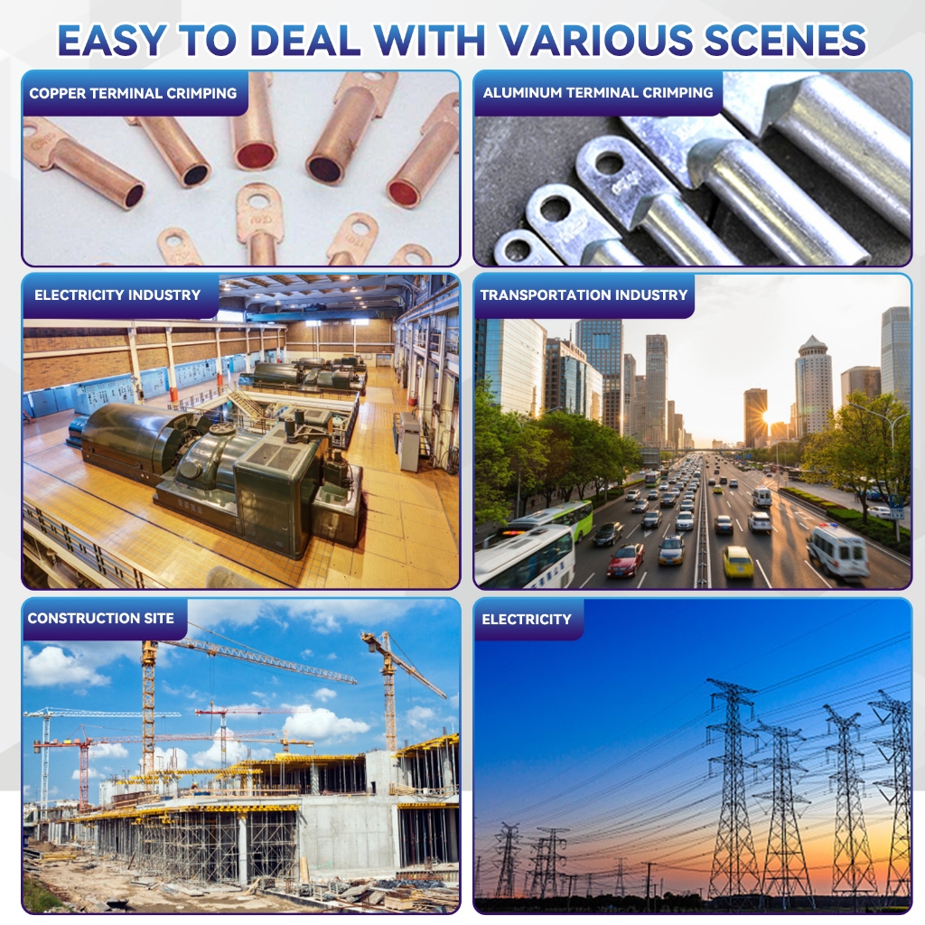 คีมย้ำสายไฟไฟฟ้า คีมไฮดรอลิกเกรดอุตสาหกรรม 3in1 คีม ย้ำหางปลา มอเตอร์ไร้แปรงถ่าน ช่วงการย้ำ 16-240 มม.² ฟรีแม่พิมพ์ย้ำ - รูปที่ 4