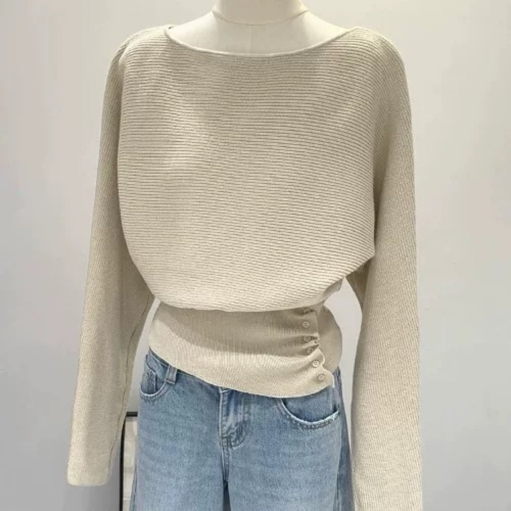 มาใหม่พร้อมส่ง  (AP268) Long sleeve tshirt เสื้อกันหนาวแขนยาว จั้มเอว สไตล์เกาหลี ราคา ถูกที่สุด ดีลบีเคเค