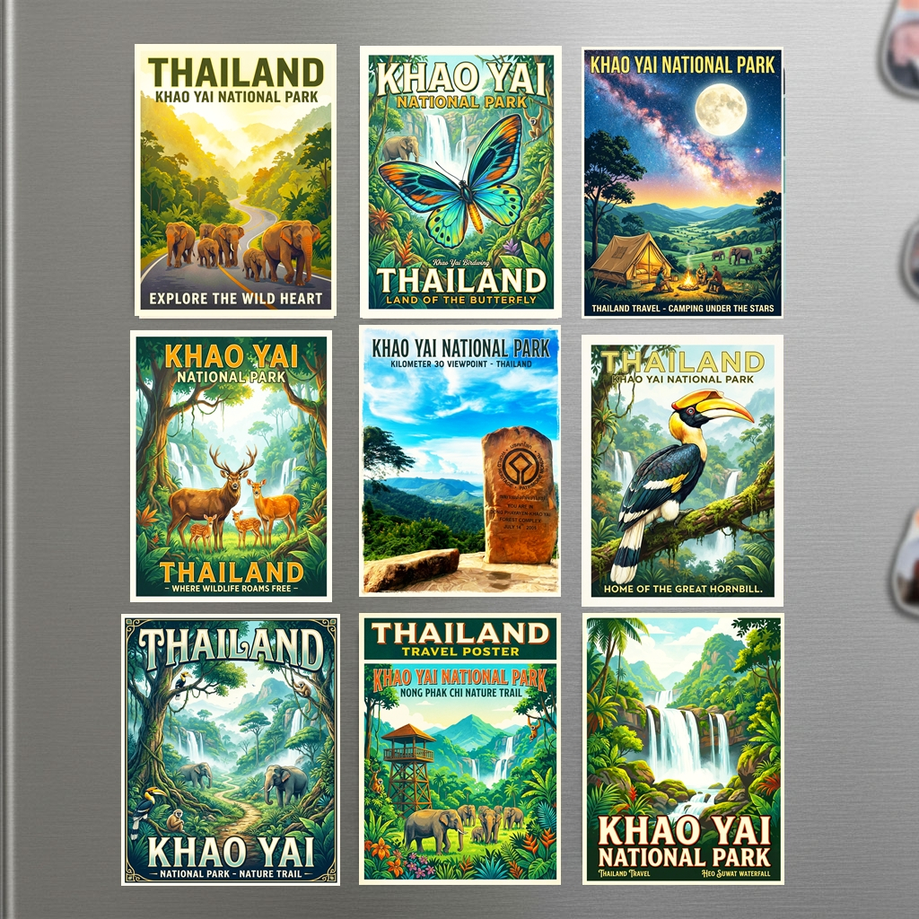 แม่เหล็กติดตู้เย็น ไทย อุทยานแห่งชาติ เขาใหญ่ 2×3 นิ้ว ของฝากไทย Fridge Magnet Thailand Khao Yai souvenir 2x3"
