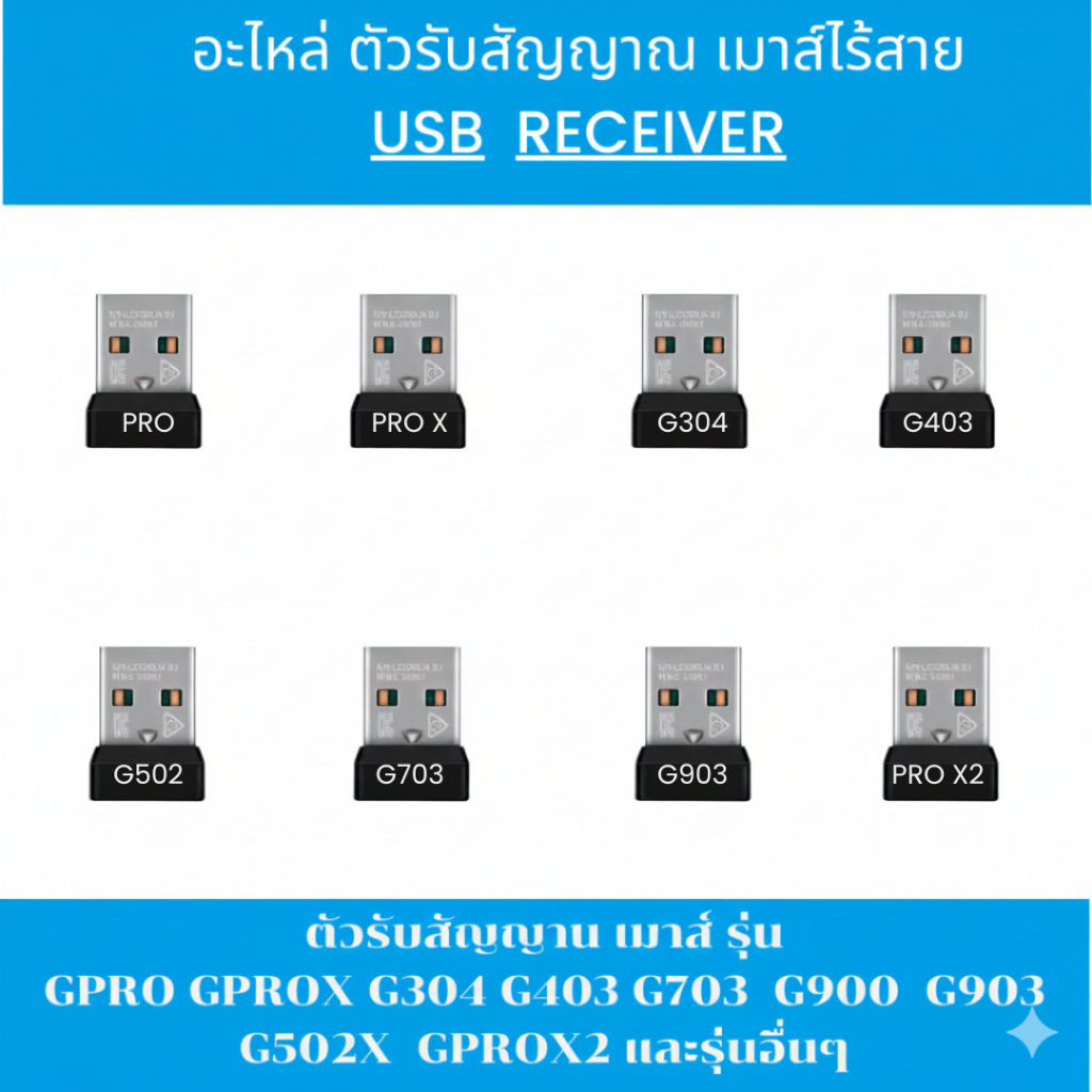 ตัวรับสัญญาณ USB สําหรับเมาส์ไร้สายGPRO  & GPRO X SUPERLIGHT V.1 V.2 G403 G703 G900 G502 และรุ่นอื่น