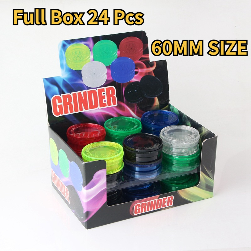 24 ชิ้น บดสมุนไพร เครื่องบดสมุนไพร Plastic Grinder ที่บดกัญชา 60mm