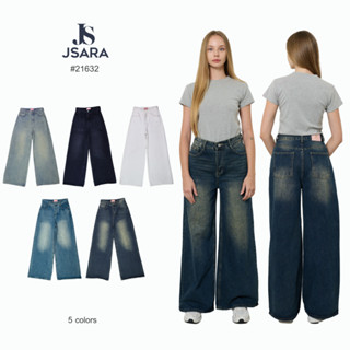 JSARA รุ่น Supper Baggy กางเกงยีนส์ 5 สี ทรงกระบอกใหญ่ เอวสะ…