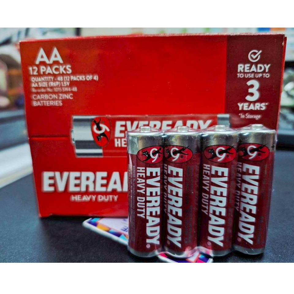 ถ่าน AA / R6 - แมวแดง EVEREADY ถ่าน ไซส์ AA 1.5V แพ็ค 4 ก้อน แท้ศูนย์-ถ่านตราแมว 9 ชีวิต