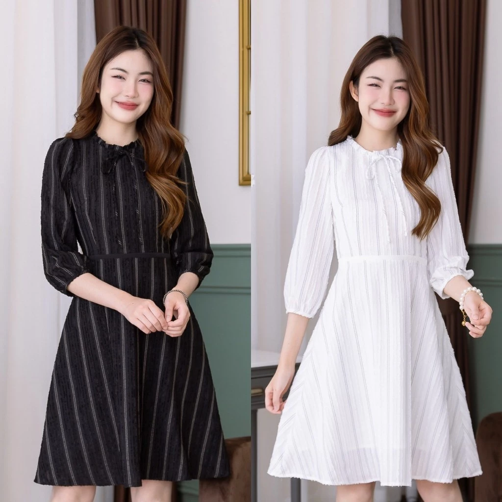 เดรส ALERT BRAND สวยเรียบหรู ใส่สบาย ลุคสวยแพงสวยดูดีมากๆค่ะ โทนสีคลาสสิค เรียบๆแต่เนื้อผ้าสวย เป็นเนื้อผ้ามีเทคเจอร์ปุย