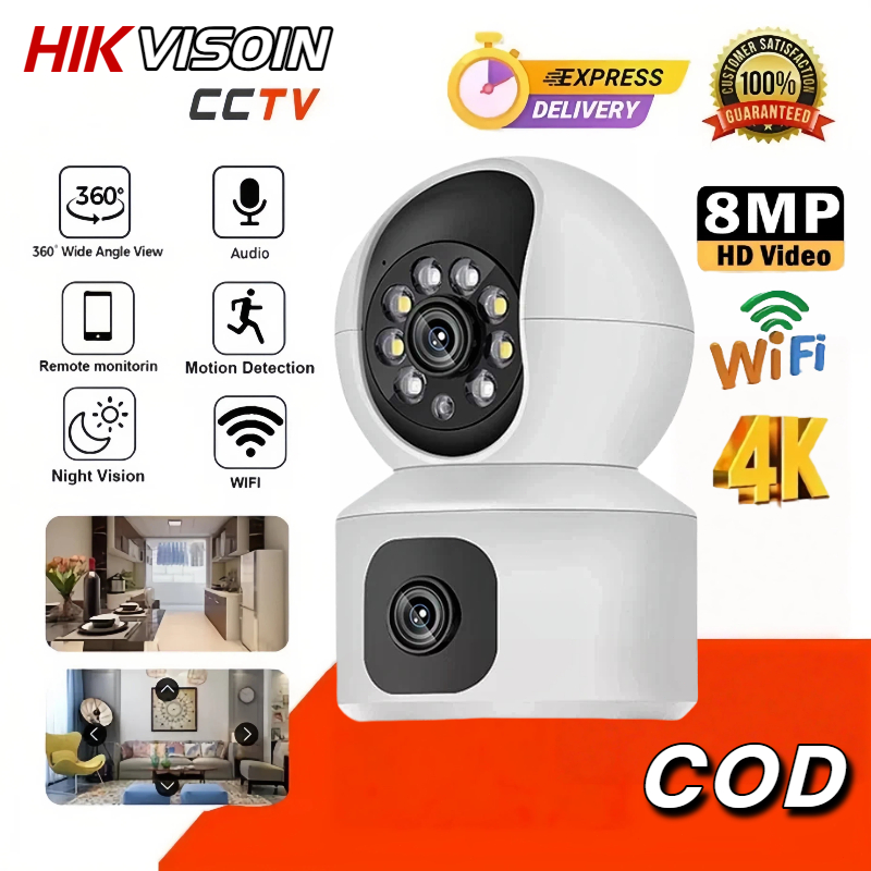 HIKVISION CCTV กล้องวงจรปิด360 wifi ผ่านมือถือ สามารถใช้ในบ้านได้ กันน้ำ มองเห็นกลางคืน