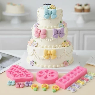 😊Cutenery😊แม่พิมพ์ซิลิโคน ดอกไม้การ์ตูนน่ารัก Bow Fondant แม่พิมพ์ซิลิโคน DIY เค้กตกแต่งช็อคโกแลตขนมเบเกอรี่แม่พิมพ์