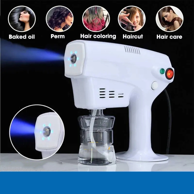 เครื่องสปาผมและพ่นนาโนแบบพกพา 1200W Blu-ray Anion สีฟ้า ความจุ 250ml ไฟ 220V เครื่องพ่นไอน้ำร้อนแบบข้ามพรมแดนของแท้