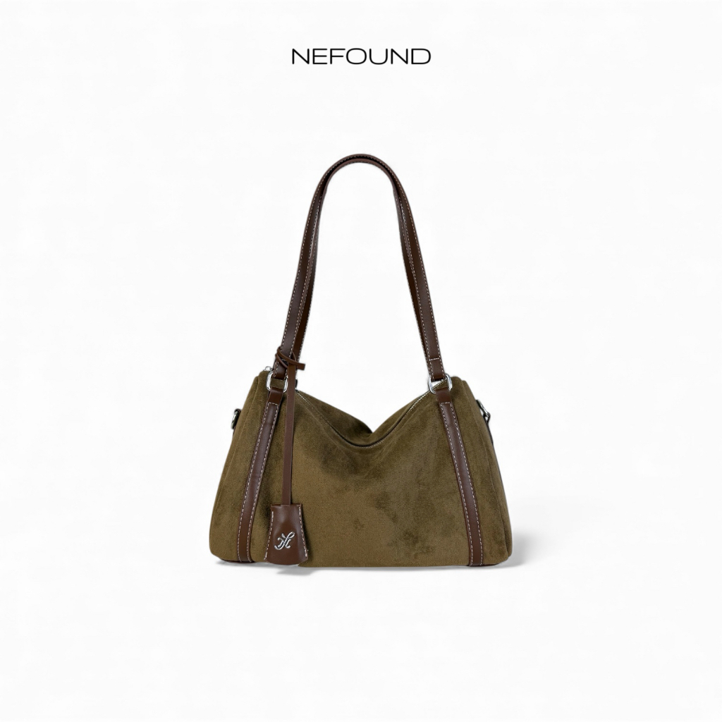 NF25031 NEFOUND กระเป๋าทรงหมอนรุ่น Brookin bag หนังกลับ Premium พร้อมพวงกุญแจ - รูปที่ 5
