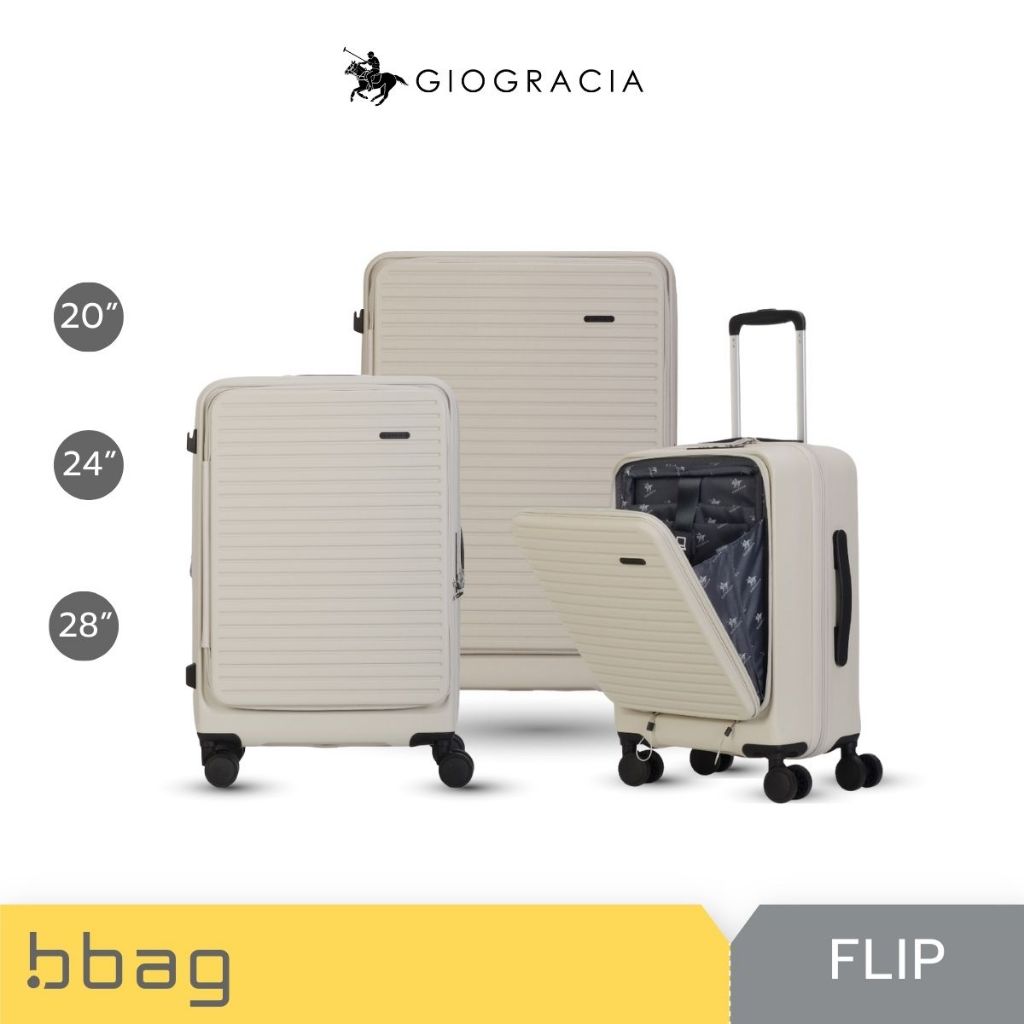 Giogracia Polo Club กระเป๋าเดินทางเปิดฝาหน้าได้ รุ่น FLIP (GIO12) วัสดุ ABS  ใส่คอม 15.6" TSA Lock ขยายจุเพิ่ม [สโมค]