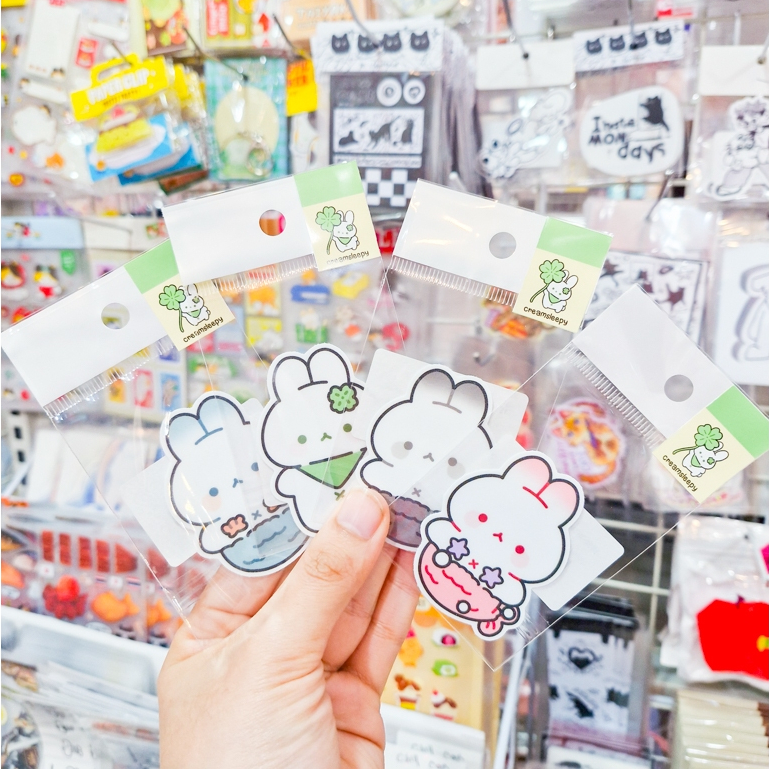 Die-cut stickers สติกเกอร์ลายการ์ตูน น้องกระต่ายน้อยน่ารัก กันน้ำ พร้อมส่ง ในไทย [creamsleepy]