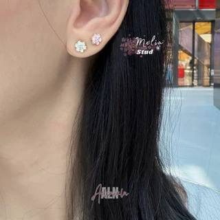 Melia stud earrings - Aelin.ALN ต่างหูดอกไม้ชุบสี มี 5 แบบ สาวแพ้ง่ายใส่ได้ค่ะ rhodium plated #SE12-01