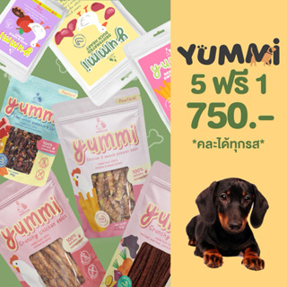 [แจ้งรสในหมายเหตุ] ขนมสุนัข Yummi โปร 5 แถม 1 ทำจากเนื้อและผ…