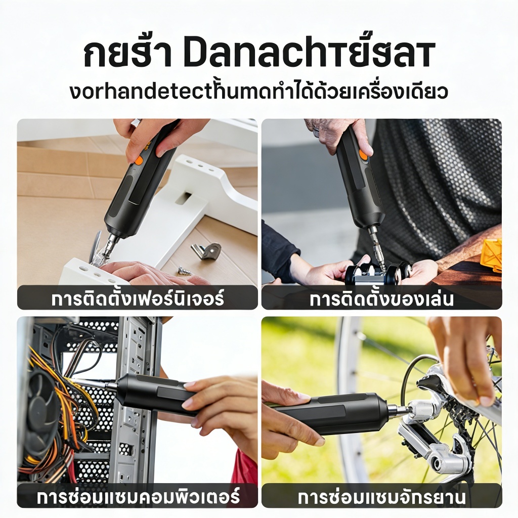 TZH【รับประกัน30ปี】ชุดเครื่องมือช่างไฟฟ้า 3.6V ไขควงไฟฟ้าไร้สาย แรงบิดสูง แถมหัวไขควง 25 แบบ พกพาสะดวก 10213X - รูปที่ 6