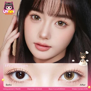 【FDA-Approved】คอนแทคเลนส์สายตา [0.00~-4.00] UYAAI Pearl series คอนแทคเลนส์สี 14.5mm Gray Brown รายเดือน L SIZE