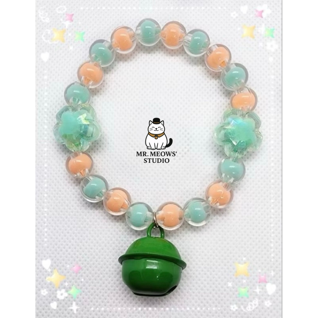 ปลอกคอแมว รุ่นrainbow ลูกปัดใหญ่10มิล สร้อยคอสัตว์เลี้ยง เอ็นยืดอย่างดี(มีหลายสี) ราคา ถูกที่สุด ดีลบีเคเค แกลเลอรีภาพที่ 7
