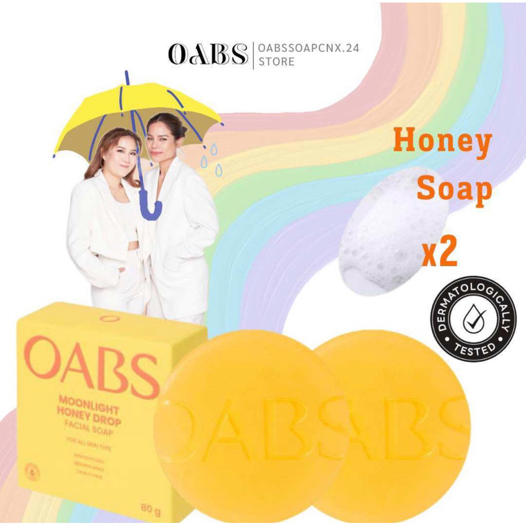 (2ชิ้น)สบู่น้ำผึ้ง สบู่โอปอล์ Oabs Moonlight Honey Drop80g สบู่ล้างหน้า ลดสิว หน้าใส คุมมัน