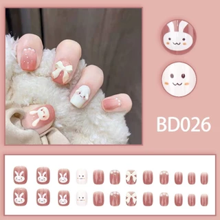 [ABCDEW] รวมเล็บปลอมสำเร็จรูป เล็บปลอมอะไหล่เพรช เล็บปลอม หลากหลายสไตล์ ลายสวย ทรงสี่เหลี่ยม พร้อมกล่อง 24 ชิ้น