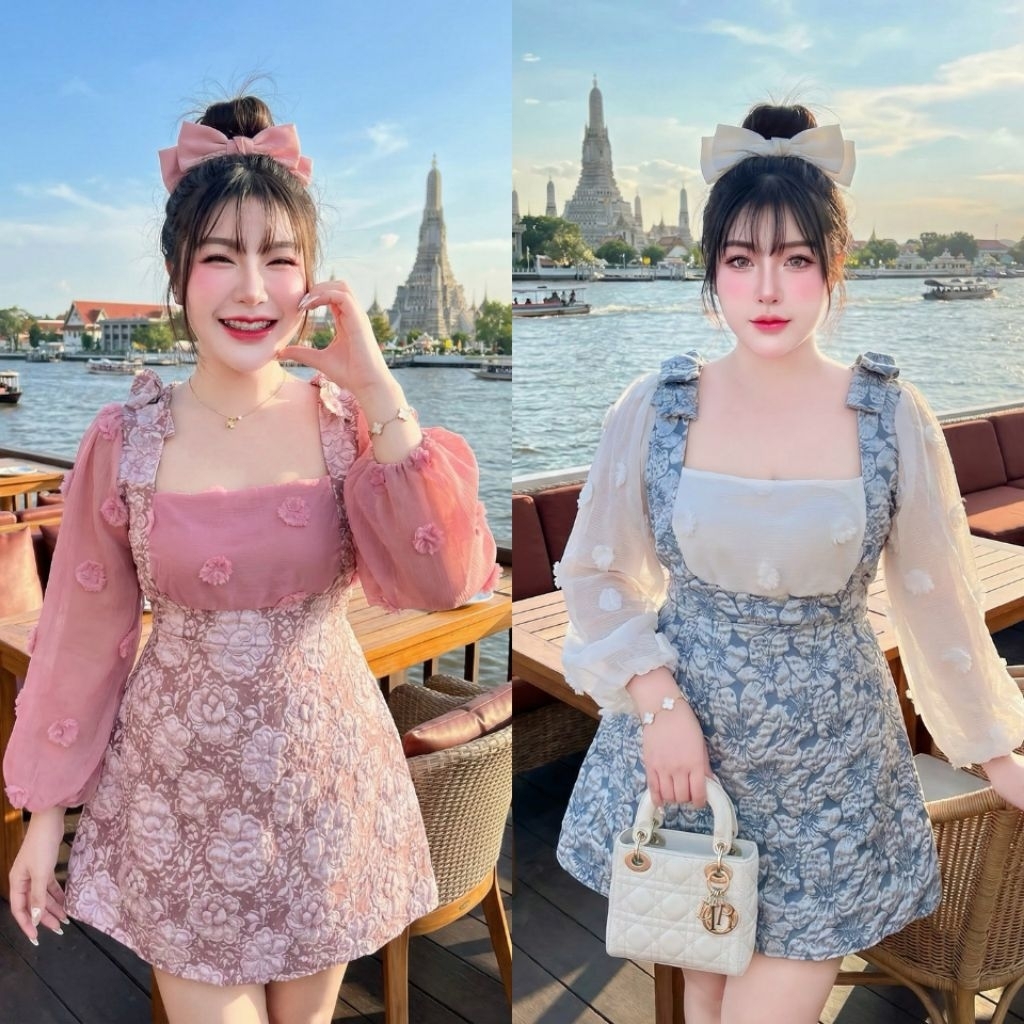 เดรสแต่งแขนปอมปอมสาวอวบน่ารักมากกก