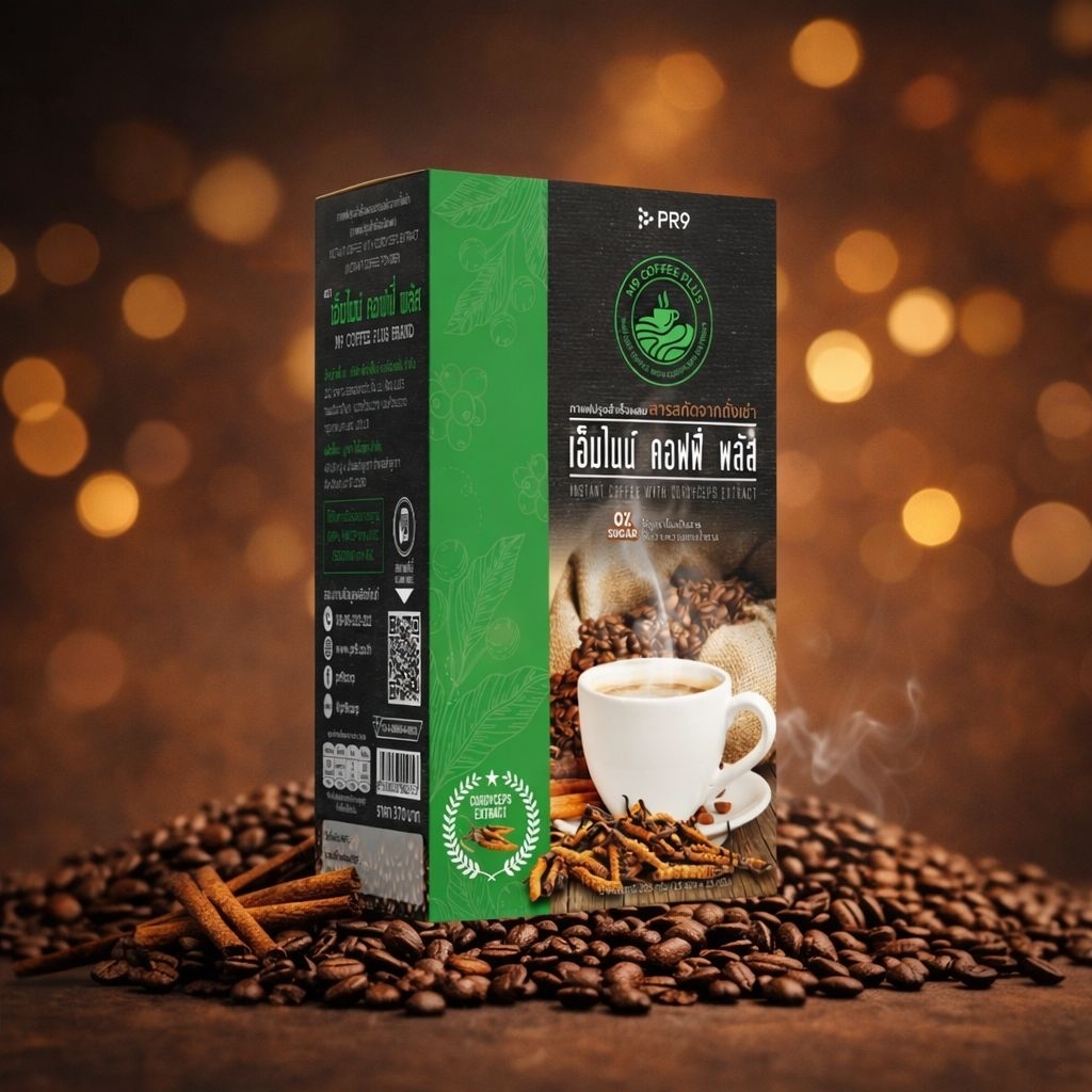 กาแฟปรุงสำเร็จผสมสารสกัดจากถั่งเช่า M9 COFFEEPLUS