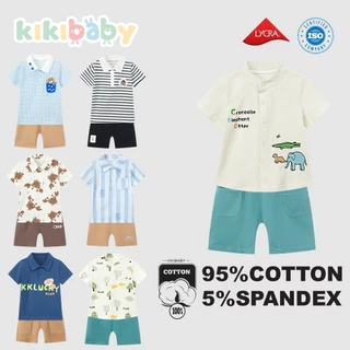 [90-120] พร้อมส่ง เสื้อผ้าเด็กผู้ชาย ชุดเซ็ต 2 ชิ้น ชุดเซ็ตเด็ก ชุดเด็กชาย ชุดเด็กคอปกKIKIBABY_QD