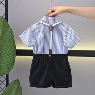 Babyonline(Y518)2K6 (ส่งด่วน1วัน)ชุดเอี๊ยมเสื้อแขนสั้นกางเกงขาสั้น สำหรับเด็กผู้ชายระบายอากาศได้ดี