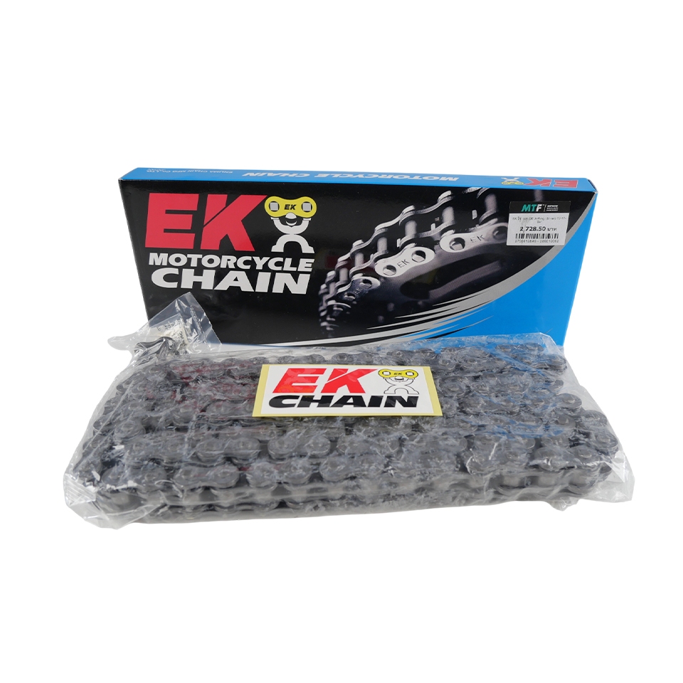 โซ่ EK X-Ring ขนาด 525-120ข้อ สีเงิน รุ่น DE ข้อต่อหมุดย้ำ Made in Japan