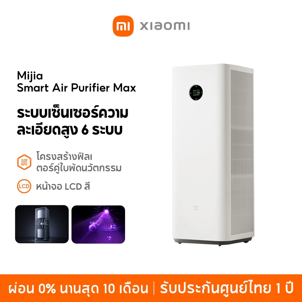 [NEW]Mijia Smart Air Purifier Max โครงสร้างฟิลเตอร์คู่ใบพัดนวัตกรรม ระบบเซ็นเซอร์ความละเอียดสูง 6 ระบบ หน้าจอ LCD สี