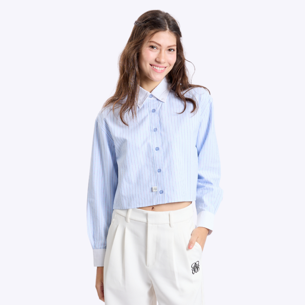 BODY GLOVE Women's SAILING YACHT CLUB Cropped Shirt เสื้อเช๊ต ครอป สี LT.Blue