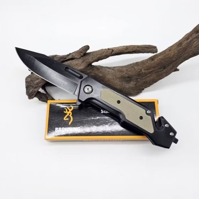 มีดพับ BROWNING (DA316) ใบมีดเหล็กสแตนเลส 440C ชนิดแข็งเกรดดี เคลือบกันสนิม รมดำ ด้ามจับG10  แข็งแรงทนทาน