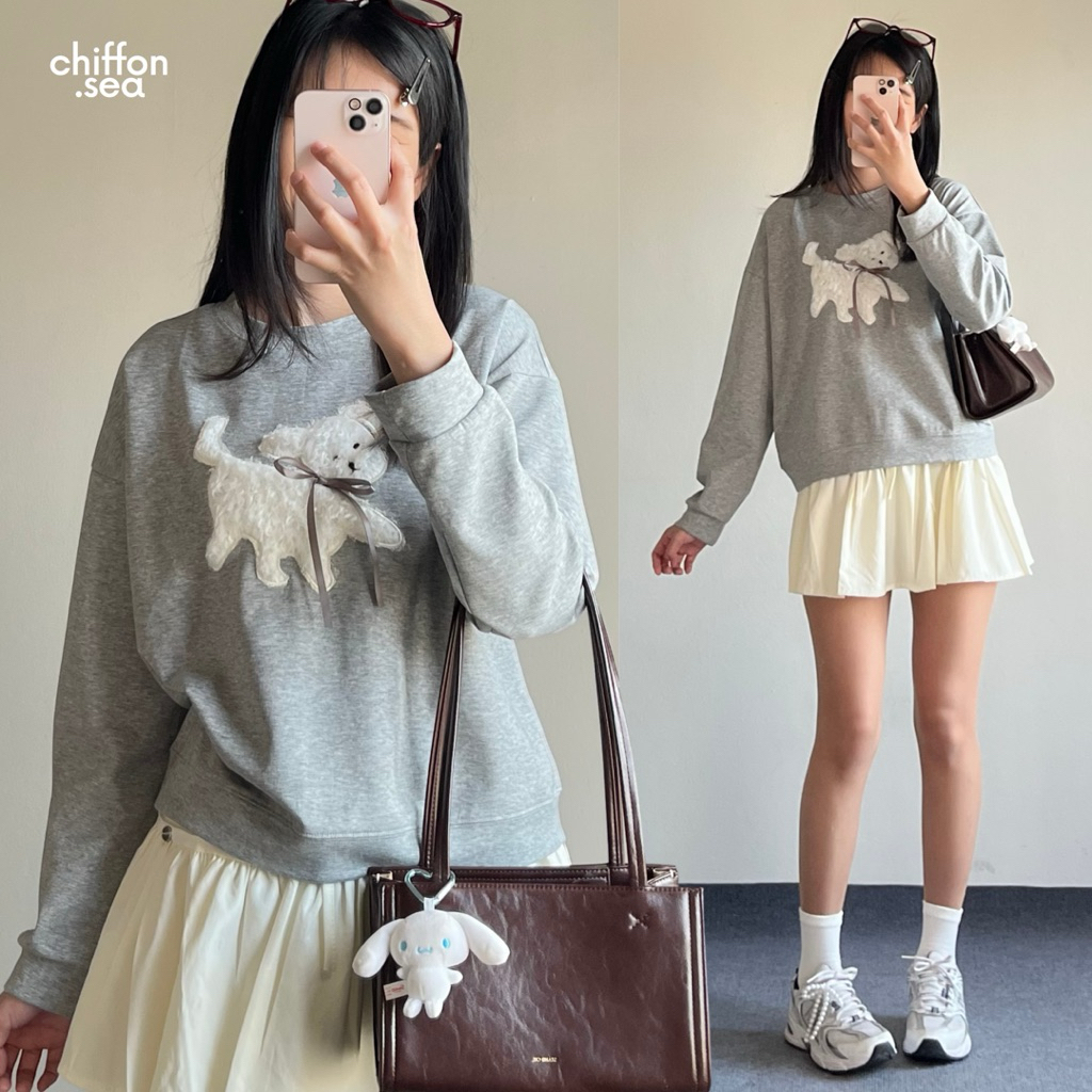 Chiffon.sea | Puppy tee เสื้อแขนยาวน้องหมาขนฟู (ลดเหลือ 289.- ส่งฟรี กดซื้อทาง live)