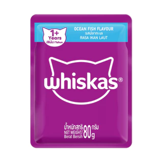WHISKAS วิสกัส แพ็คเกจใหม่ 1 กล่อง บรรจุ 6 ซอง อาหารเปียกแมว