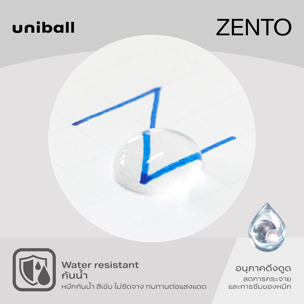 ปากกา ปากกาเจล UNI Uniball หัว 0.38/0.5mm. รุ่น Zento Basic Model UBN-ZS ด้ามจับยาง (จำนวน1ด้าม) - รูปที่ 3