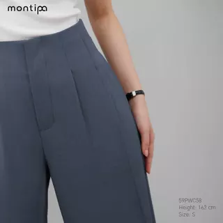 Montipa กางเกงทรงกระบอกกลาง ขอบเอวในตัว ซิปหน้า แต่งจีบหน้า ผ้า Comfort 59PWC58