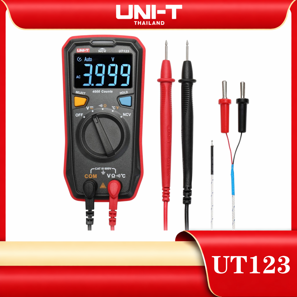 UNI-T UT123 ดิจิตอลมัลติมิเตอร์ เหมาะสำหรับเป็นเครื่องมือประจำบ้าน วัดอุณหภูมืได้ด้วย