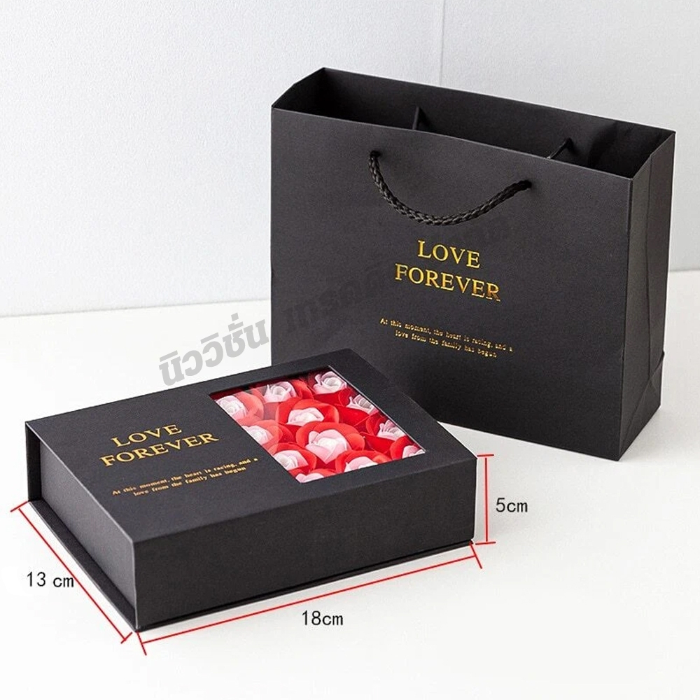 K-013 DIY Valentine's box set กล่องของขวัญดอกกุหลาบ พร้อมถุงกระดาษ สุดหรู ดอกไม้ปลอม กล่องเก็บเครื่องประดับ วันวาเลนไทน์ - รูปที่ 7